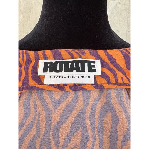 Rotate Birger Christensen Orange Tiger Mini Wrap Dress - EU 34 / US 2 Maximalist - Picture 3 of 13